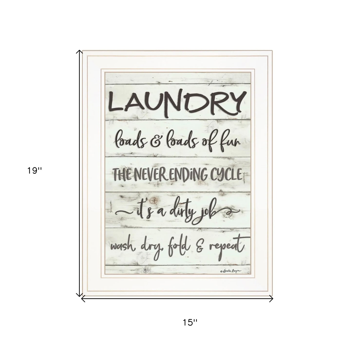 HMS 1 White Framed Print Laundry Bathroom Wall Art
