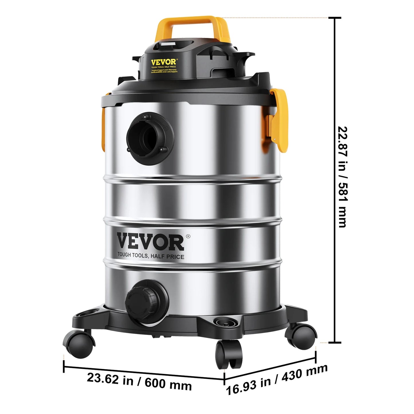 SucceBuy Stainless Steel Wet Dry Shop Vacuum Wet Dry Vac Powerful Suction Small Shop Vac Perfect for Carpet Debris Pet Hair
