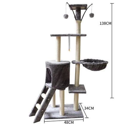 High Quality Large Cat Tree House Tower Modern Style Plush Climbing Frame Wood Scratcher Components Hot Sale Manufacturer Supply