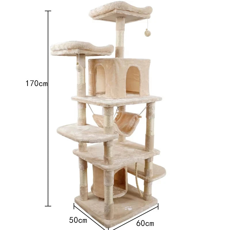 High Quality Large Cat Tree House Tower Modern Style Plush Climbing Frame Wood Scratcher Components Hot Sale Manufacturer Supply