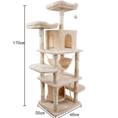 High Quality Large Cat Tree House Tower Modern Style Plush Climbing Frame Wood Scratcher Components Hot Sale Manufacturer Supply
