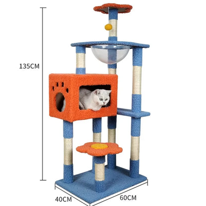 High Quality Large Cat Tree House Tower Modern Style Plush Climbing Frame Wood Scratcher Components Hot Sale Manufacturer Supply