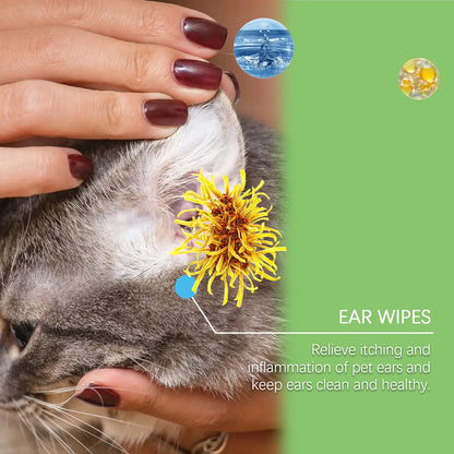 Wholesale OEM 60 Pcs Pack Pet Cleaning Cotton Pads Dogs and Cats Otic Cleanser to Stop Ear Itching and Infection