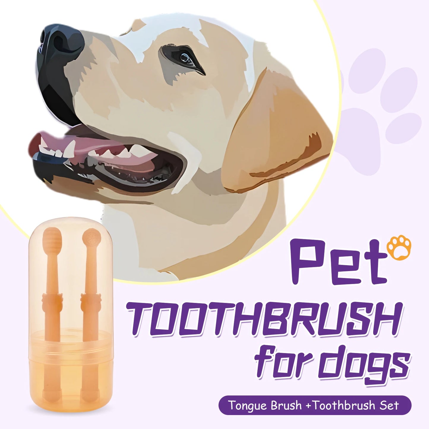 2Pcs Small Dog & Cat Toothbrush Kit Soft Silicone Tongue Cleaner with Storage Box Pet Tooth Brushing