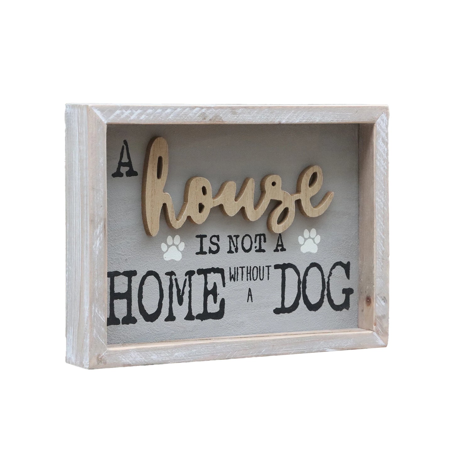 Parisloft A House is Not A Home Without A Dog Wooden Dog Signs for Dog LoversRustic Wood Pet Sign Plaque 9.5x1.5x7''