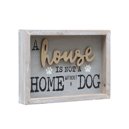 Parisloft A House is Not A Home Without A Dog Wooden Dog Signs for Dog LoversRustic Wood Pet Sign Plaque 9.5x1.5x7''