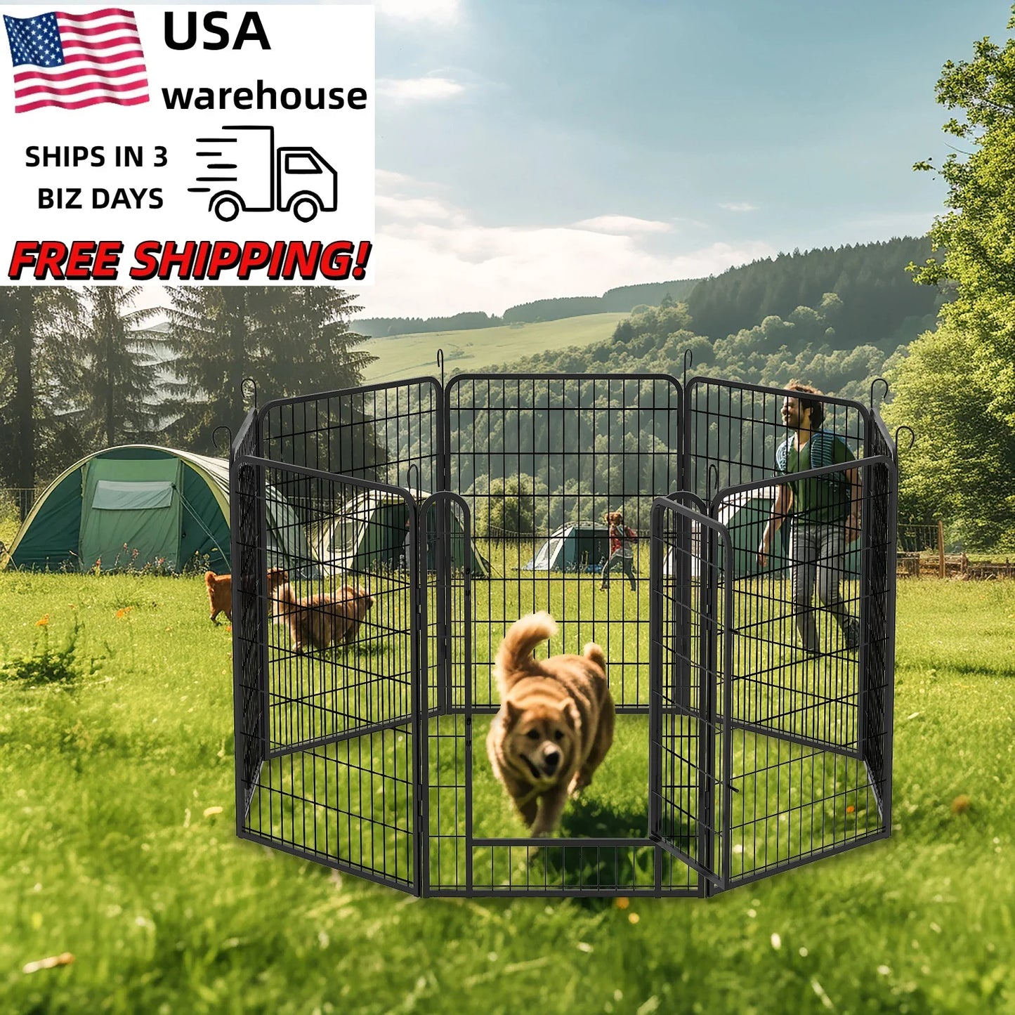 40 Inch 8 Panels Metal Dog Playpen with Door Dog Fence Pet Exercise Pen Easy Assemble Indoor Outdoor