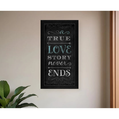 HMS True for Love Story Never Ends Black Framed Wall Art Print