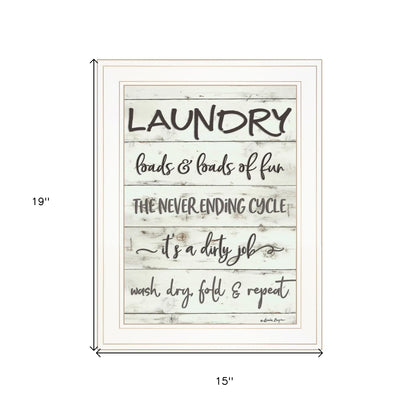 HMS 1 White Framed Print Laundry Bathroom Wall Art