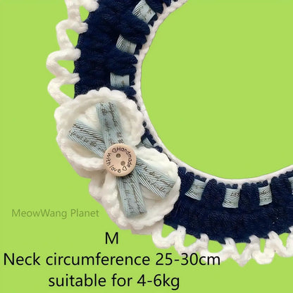 Hand-Knitted Crochet Woolen Pet Bib Scarf Collar for Small Dogs & Cats Made in China
