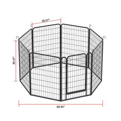 40 Inch 8 Panels Metal Dog Playpen with Door Dog Fence Pet Exercise Pen Easy Assemble Indoor Outdoor