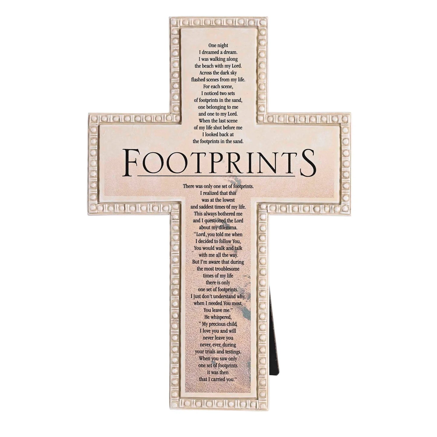 TD Tabletop Beaded Cross Footprints Poem Elegant Office Decor & Accessory