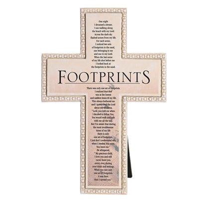 TD Tabletop Beaded Cross Footprints Poem Elegant Office Decor & Accessory