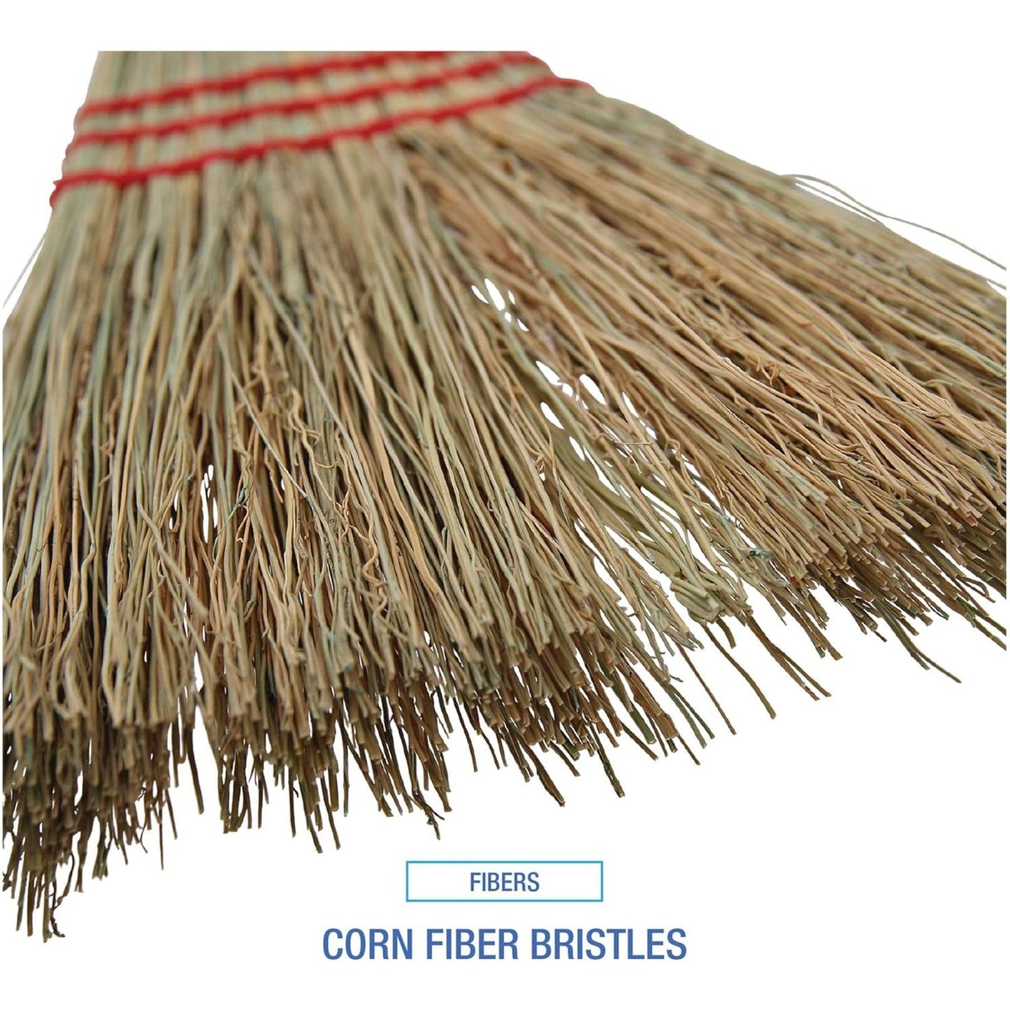 Boardwalk 39" Red Bamboo Lobby Broom with Metal and PET Bristles Plastic Broom Handle Overall Length 120cm