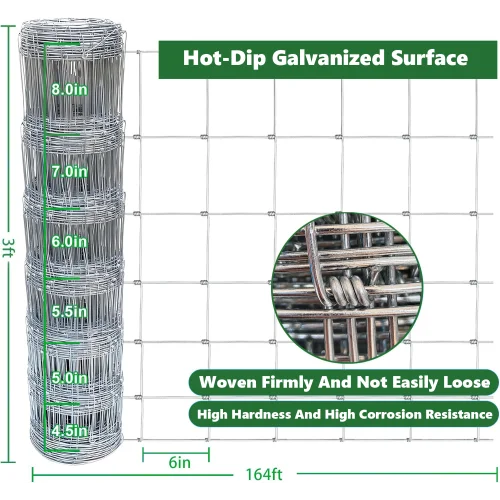 14 Gauge Heavy Zinc Coating Cattle Fence 3ft X 164ft Farm Fence for Livestock & Animal Protection Trellis Gates Product Category