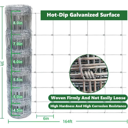 14 Gauge Heavy Zinc Coating Cattle Fence 3ft X 164ft Farm Fence for Livestock & Animal Protection Trellis Gates Product Category