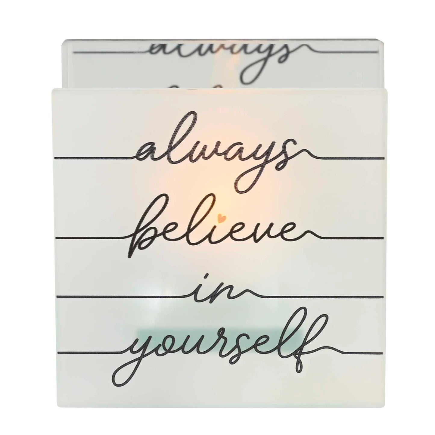 TD Tealight Glass Candle Holders Lanterns & Jars Always Believing in Yourself