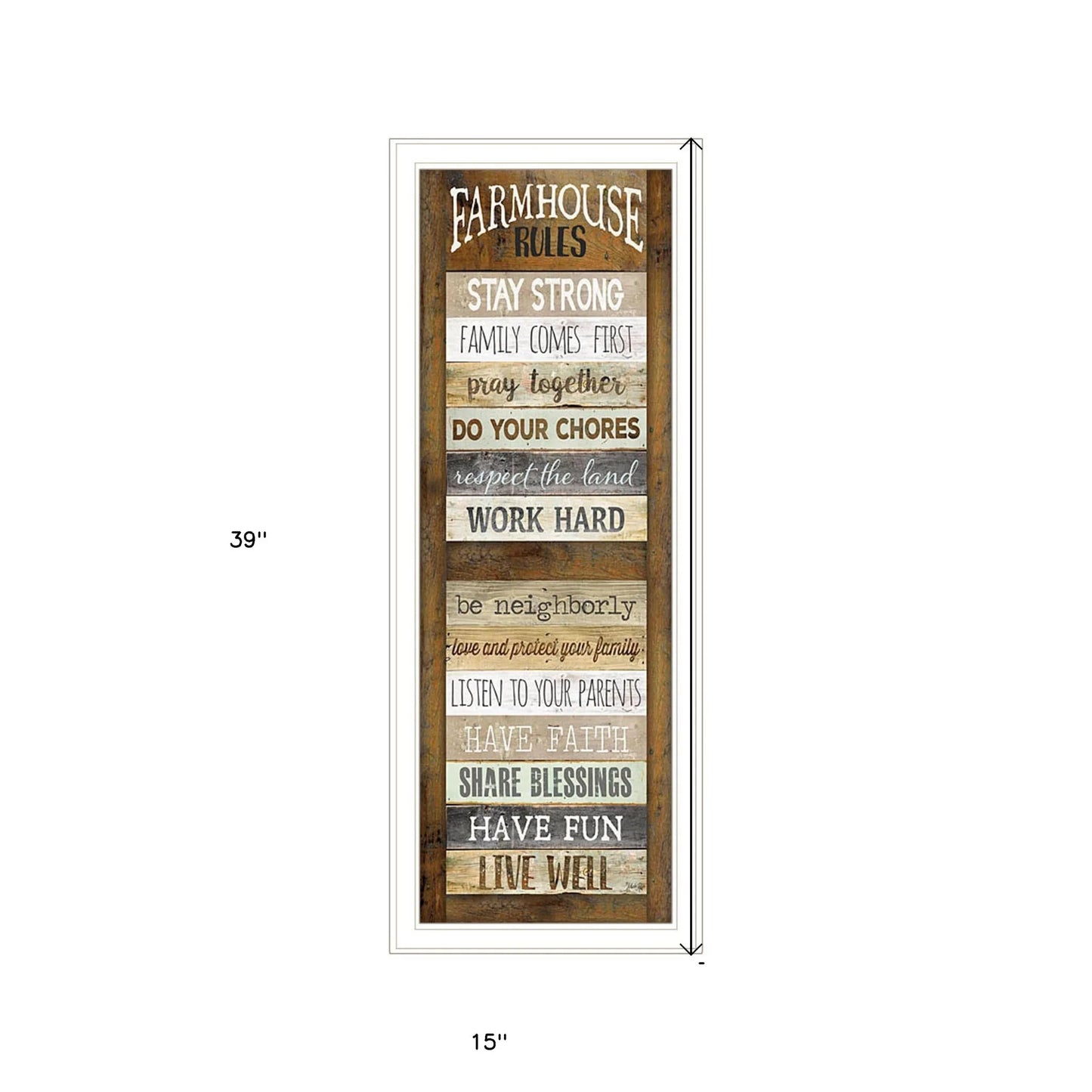 HMS Farmhouse Rules 2 White Framed Wall Art Print