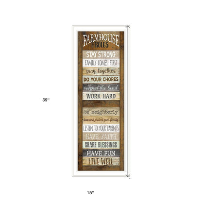 HMS Farmhouse Rules 2 White Framed Wall Art Print