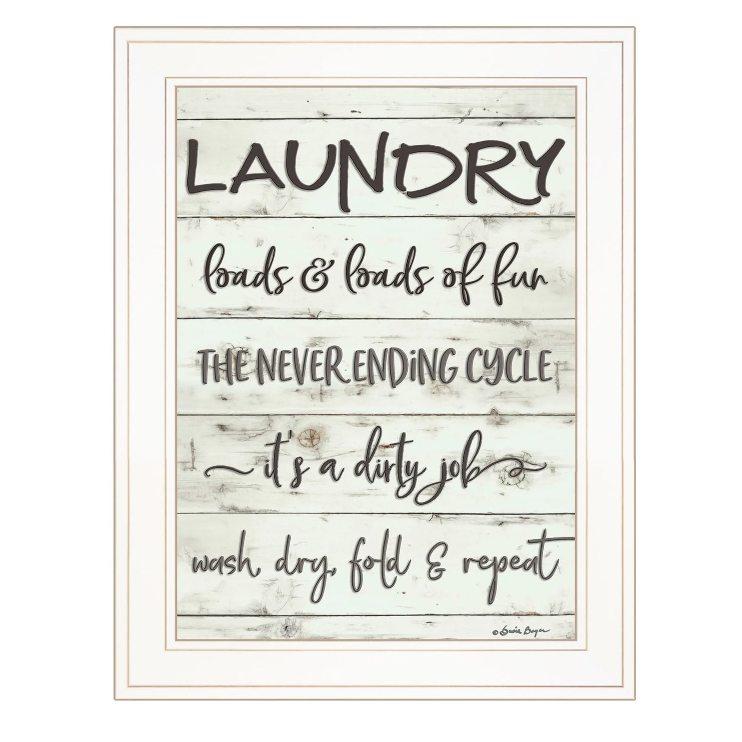 HMS 1 White Framed Print Laundry Bathroom Wall Art
