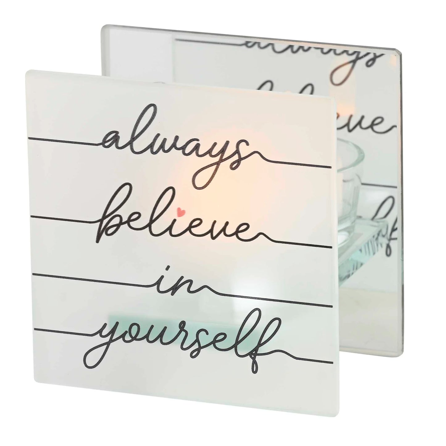 TD Tealight Glass Candle Holders Lanterns & Jars Always Believing in Yourself