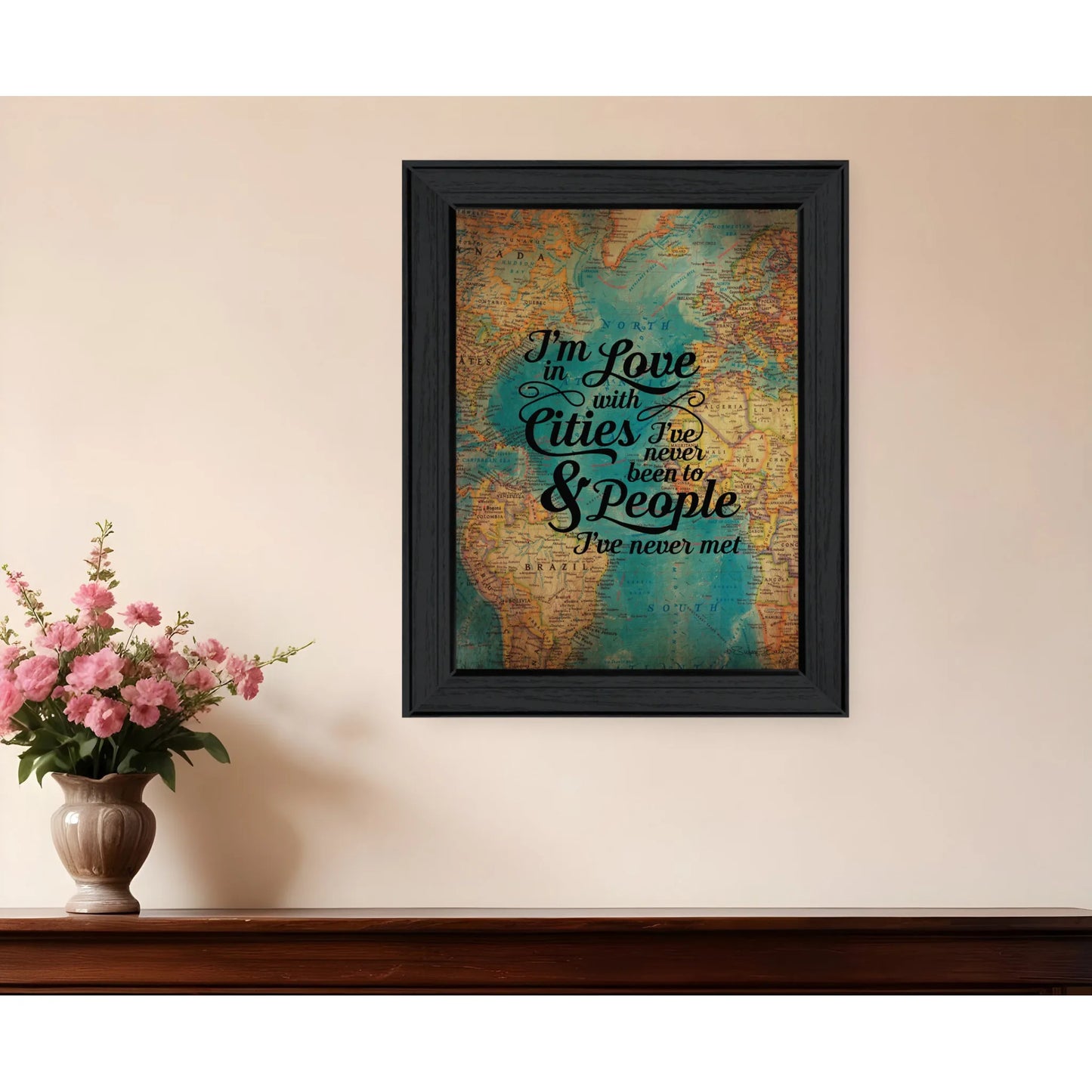 HMS Wall Art-Cities and People Black Framed Print for Home Decor