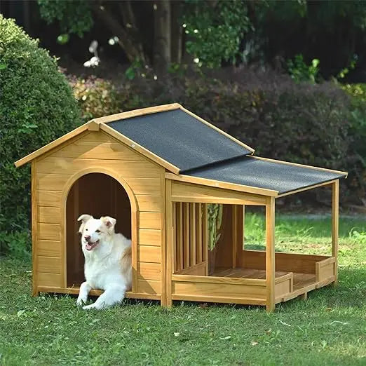 Weatherproof Sunproof Outdoor Wood Dog House Yard Garden Pet Habitat Nest  Durable Style Spacious Eco Friendly Material