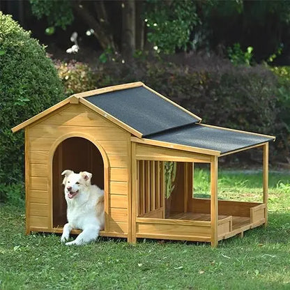 Weatherproof Sunproof Outdoor Wood Dog House Yard Garden Pet Habitat Nest  Durable Style Spacious Eco Friendly Material