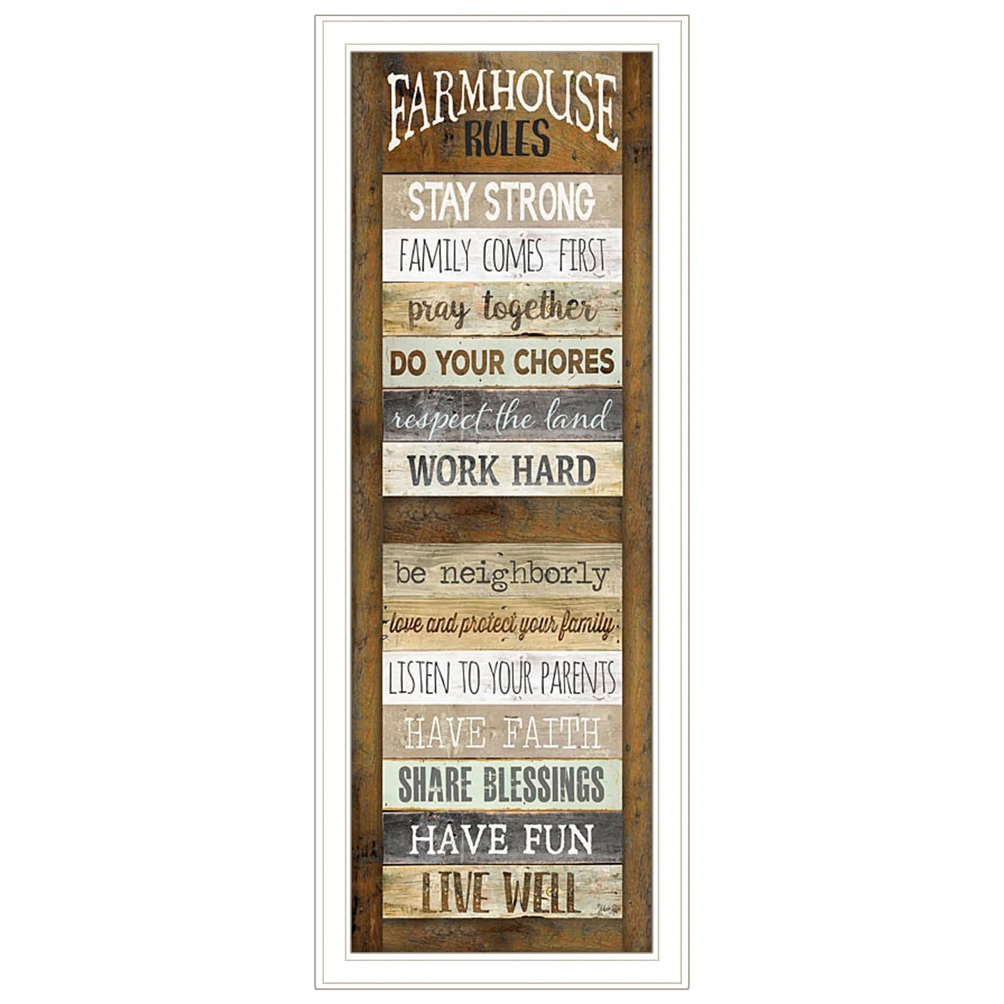 HMS Farmhouse Rules 2 White Framed Wall Art Print