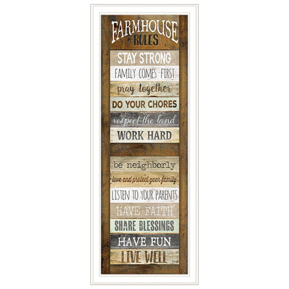 HMS Farmhouse Rules 2 White Framed Wall Art Print