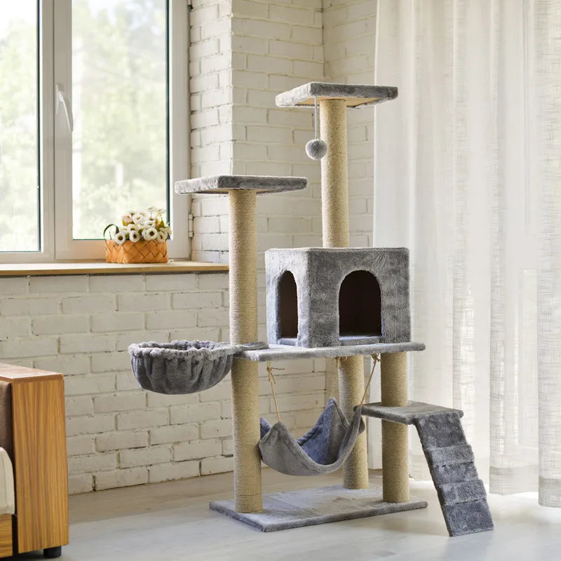 Hot Selling High Quality Manufacturer Cat Tree Toy Modern Interactive Toy Pet Cat Scratching Apartment Funny Custom Size