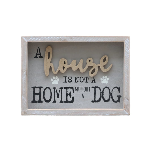 Parisloft A House is Not A Home Without A Dog Wooden Dog Signs for Dog LoversRustic Wood Pet Sign Plaque 9.5x1.5x7''