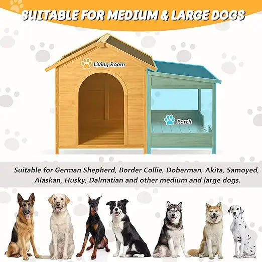 Weatherproof Sunproof Outdoor Wood Dog House Yard Garden Pet Habitat Nest  Durable Style Spacious Eco Friendly Material