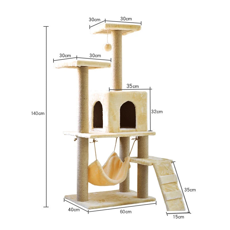 Hot Selling High Quality Manufacturer Cat Tree Toy Modern Interactive Toy Pet Cat Scratching Apartment Funny Custom Size