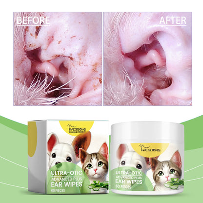 Wholesale OEM 60 Pcs Pack Pet Cleaning Cotton Pads Dogs and Cats Otic Cleanser to Stop Ear Itching and Infection