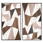 Set of Two Brown and Gold Geometric Wood and Metal Hanging Dimensional Sculptures Wall Accents