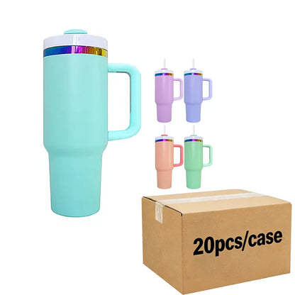 Us in Stock 40 OZ Colorful Rainbow Plated Double Wall Home Use Usa 40 OZ Tumblers for Home Office Outdoor Daily Use