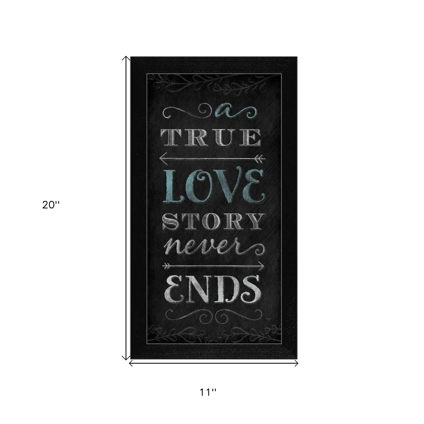HMS True for Love Story Never Ends Black Framed Wall Art Print