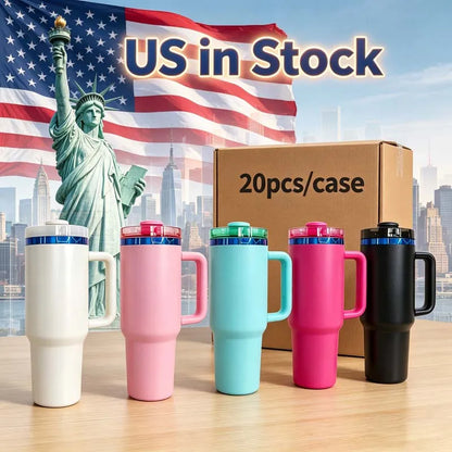 Us in Stock 40 OZ Colorful Rainbow Plated Double Wall Home Use Usa 40 OZ Tumblers for Home Office Outdoor Daily Use