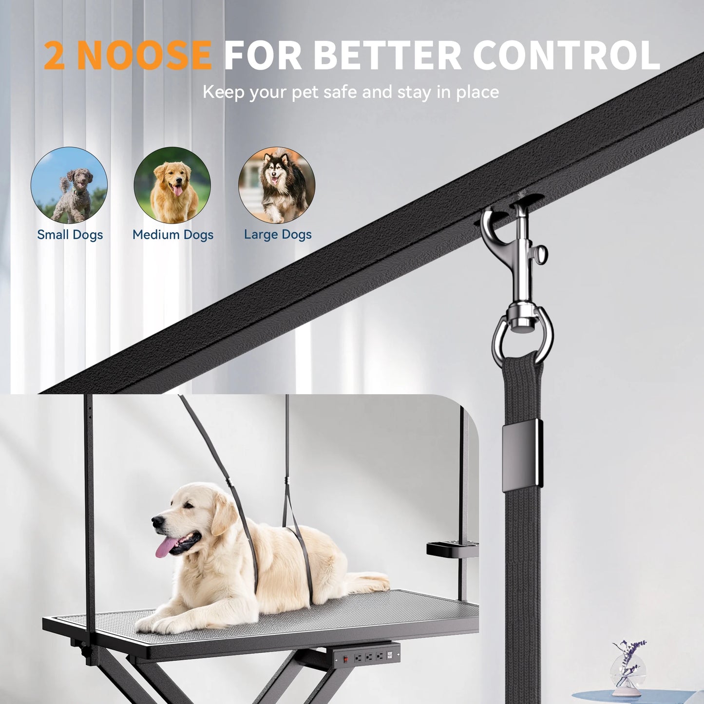 50" Black Professional Electric Dog Grooming Table Adjustable Pet Grooming Table Dog Grooming Station