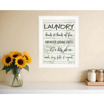 HMS 1 White Framed Print Laundry Bathroom Wall Art