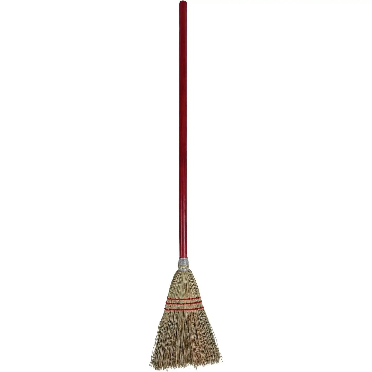 Boardwalk 39" Red Bamboo Lobby Broom with Metal and PET Bristles Plastic Broom Handle Overall Length 120cm
