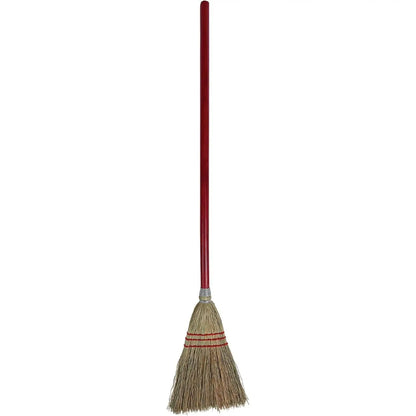 Boardwalk 39" Red Bamboo Lobby Broom with Metal and PET Bristles Plastic Broom Handle Overall Length 120cm