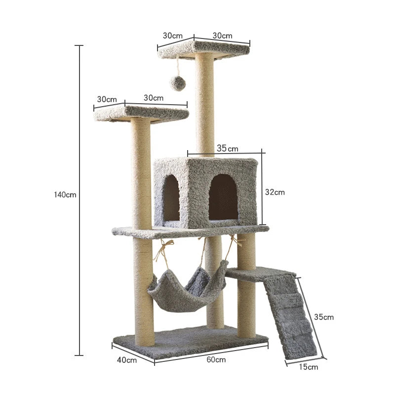 Hot Selling High Quality Manufacturer Cat Tree Toy Modern Interactive Toy Pet Cat Scratching Apartment Funny Custom Size