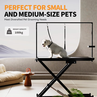 50" Black Professional Electric Dog Grooming Table Adjustable Pet Grooming Table Dog Grooming Station