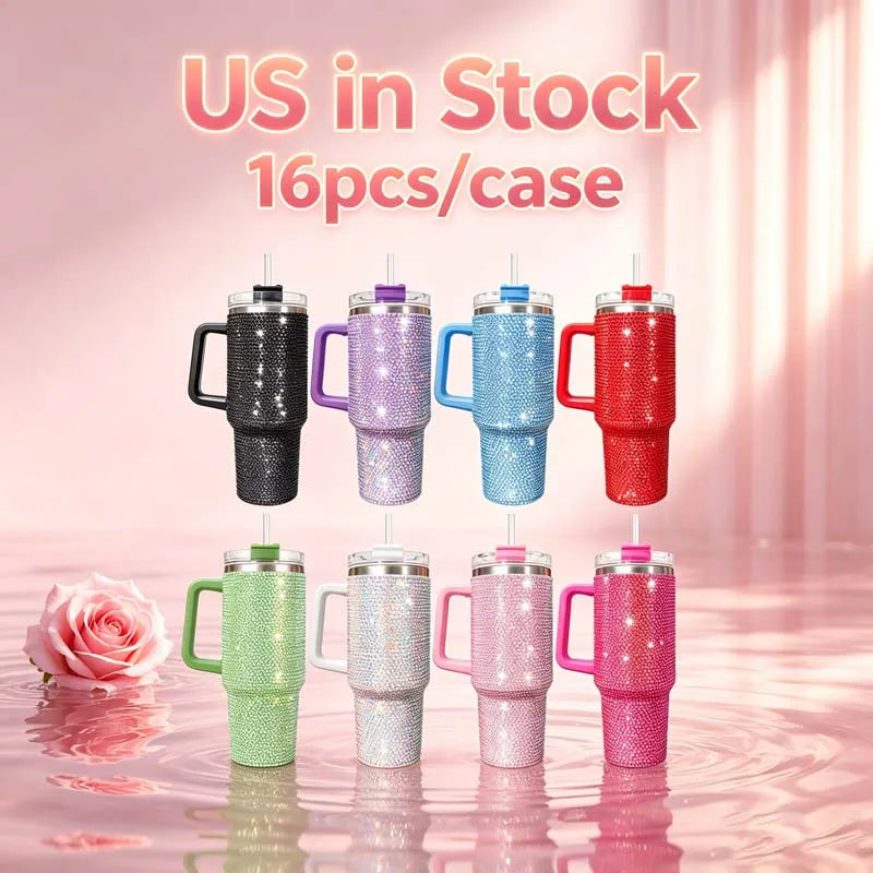 Us in Stock 40 OZ Colorful Rainbow Plated Double Wall Home Use Usa 40 OZ Tumblers for Home Office Outdoor Daily Use
