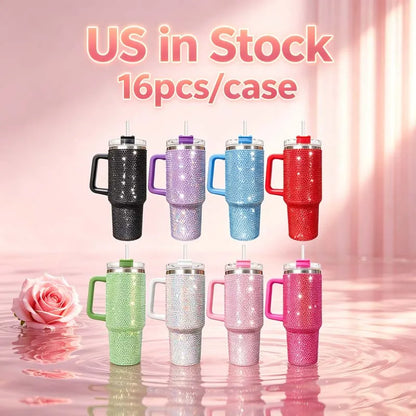Us in Stock 40 OZ Colorful Rainbow Plated Double Wall Home Use Usa 40 OZ Tumblers for Home Office Outdoor Daily Use