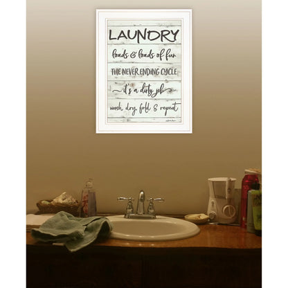 HMS 1 White Framed Print Laundry Bathroom Wall Art