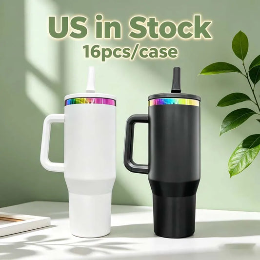 Us in Stock 40 OZ Colorful Rainbow Plated Double Wall Home Use Usa 40 OZ Tumblers for Home Office Outdoor Daily Use