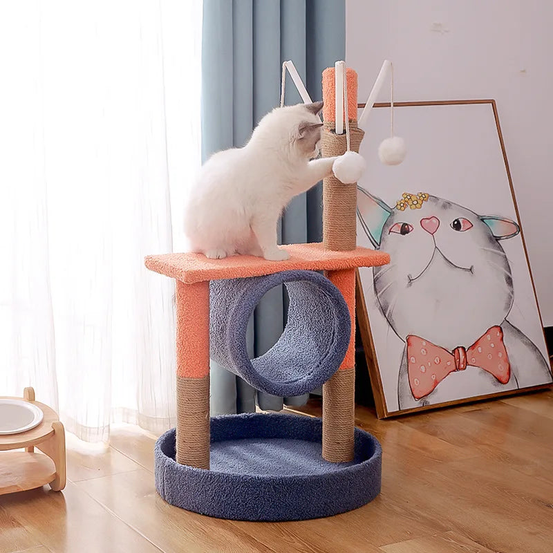 Hot Selling High Quality Manufacturer Cat Tree Toy Modern Interactive Toy Pet Cat Scratching Apartment Funny Custom Size